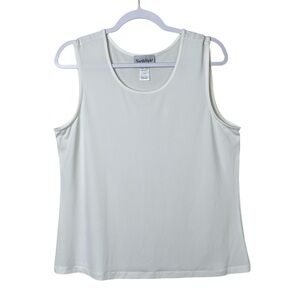 NorthStyle White Silky Shell Tank Top Scoop Neck Relaxed Stretch Like New Size L